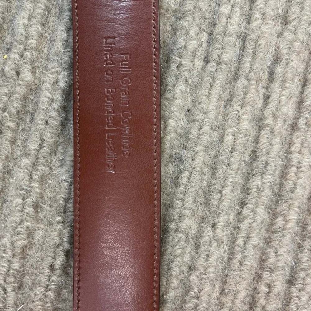 Perry Ellis Portfolio Mens Tan Brown Leather Dress Belt 34 Silver Buckle 1PE2030